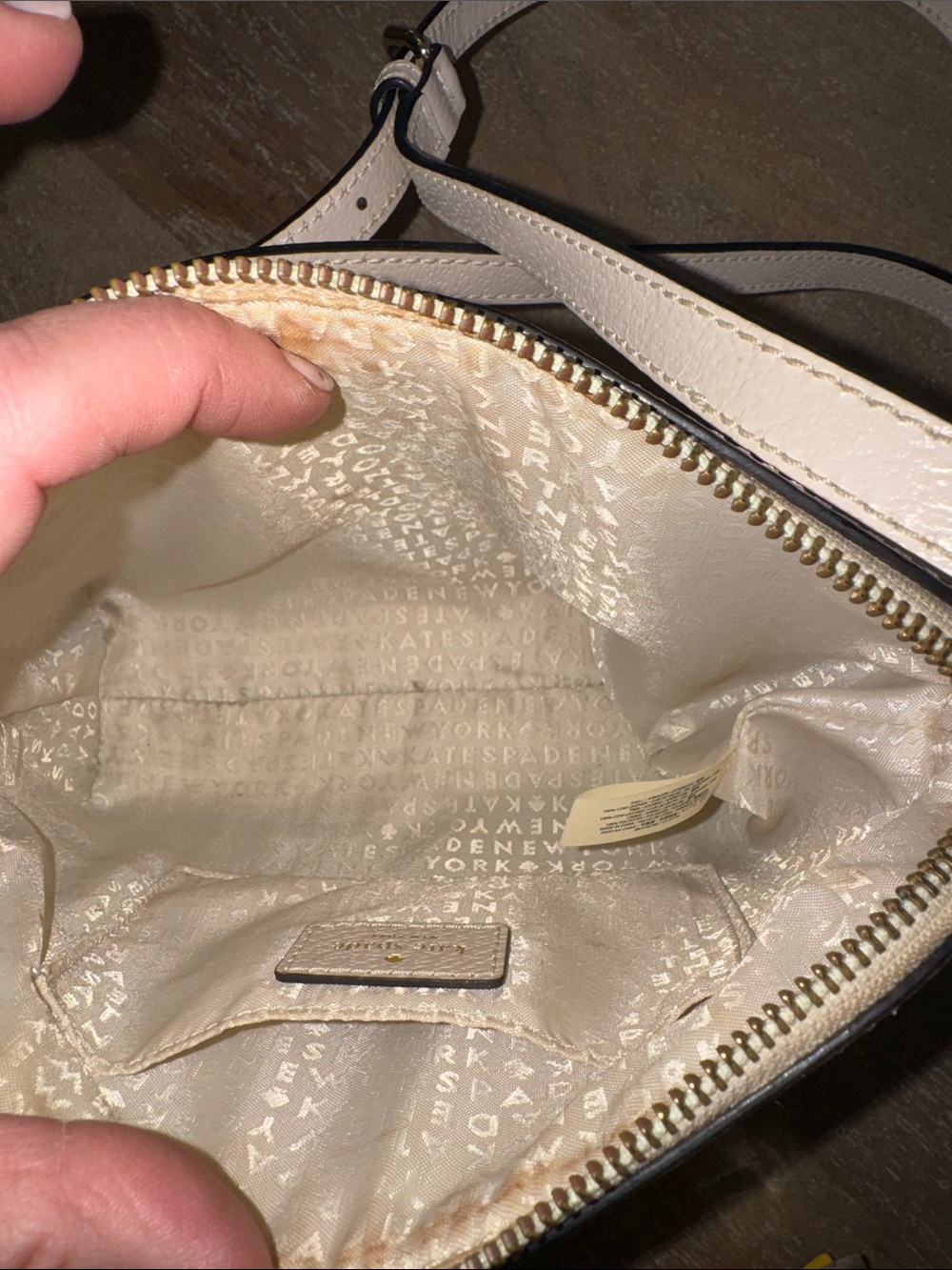 kate spade Two-Tone Cream and Light Tan Pebbled Leather Crossbody - Picture 5 of 7